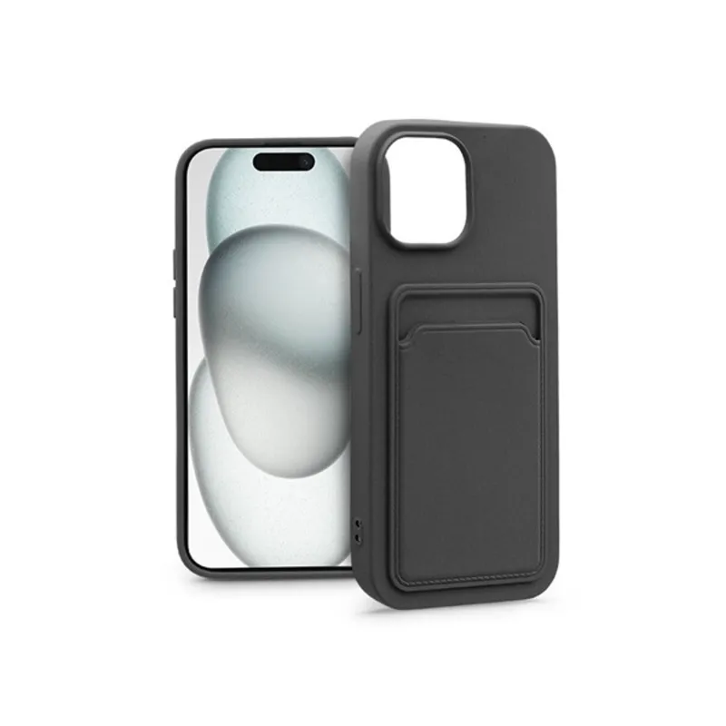 Haffner PT-6841 Apple iPhone 15 Card Case fekete szilikon hátlap kártyatartóval Haffner PT-6841 Apple iPhone 15 Card Case fekete szilikon hátlap kártyatartóval