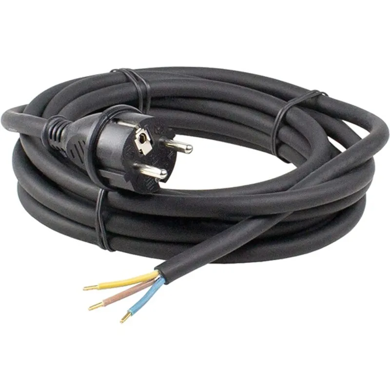 Anco 321660 H05RR-F 10A 250V 3x1.0 mm2, 5m fekete szerelhető gumi flexo kábel dugvillával Anco 321660 H05RR-F 10A 250V 3x1.0 mm2, 5m fekete szerelhető gumi flexo kábel dugvillával