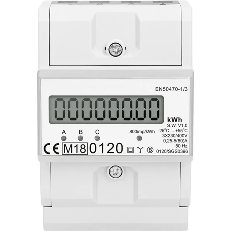 Virone 321516 MID hitelesített 3x45(100)A 0-100A DIN sínre 3 fázisú digitális almérő Virone 321516 MID hitelesített 3x45(100)A 0-100A DIN sínre 3 fázisú digitális almérő