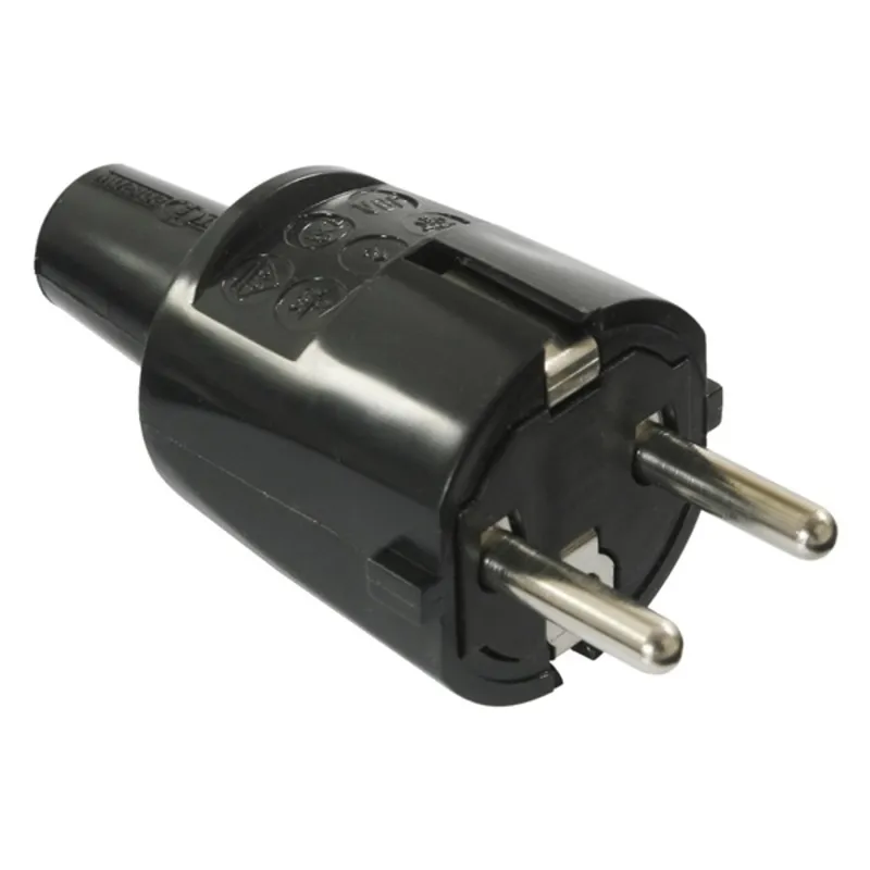 Anco 321211 16A 250V IP20 fekete földelt PVC dugó vezeték védővel Anco 321211 16A 250V IP20 fekete földelt PVC dugó vezeték védővel