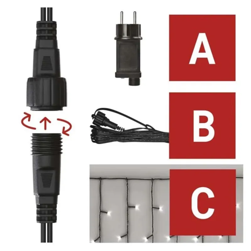 Emos D1CC03 CNT 2,5m 100LED IP44 12W időzítős hideg fehér jégcsapok kezdő készlet Emos D1CC03 CNT 2,5m 100LED IP44 12W időzítős hideg fehér jégcsapok kezdő készlet