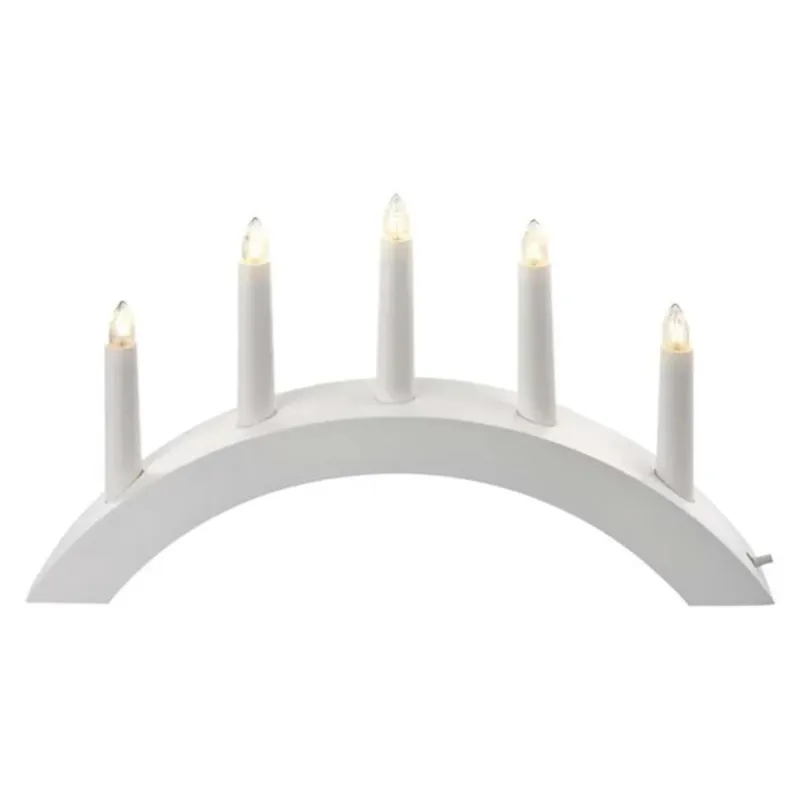 Emos DCAZ01 20x38 cm beltéri meleg fehér fa fehér ívelt gyertyatartó 5 db E10 izzóval Emos DCAZ01 20x38 cm beltéri meleg fehér fa fehér ívelt gyertyatartó 5 db E10 izzóval