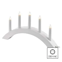 Emos DCAZ01 20x38 cm beltéri meleg fehér fa fehér ívelt gyertyatartó 5 db E10 izzóval