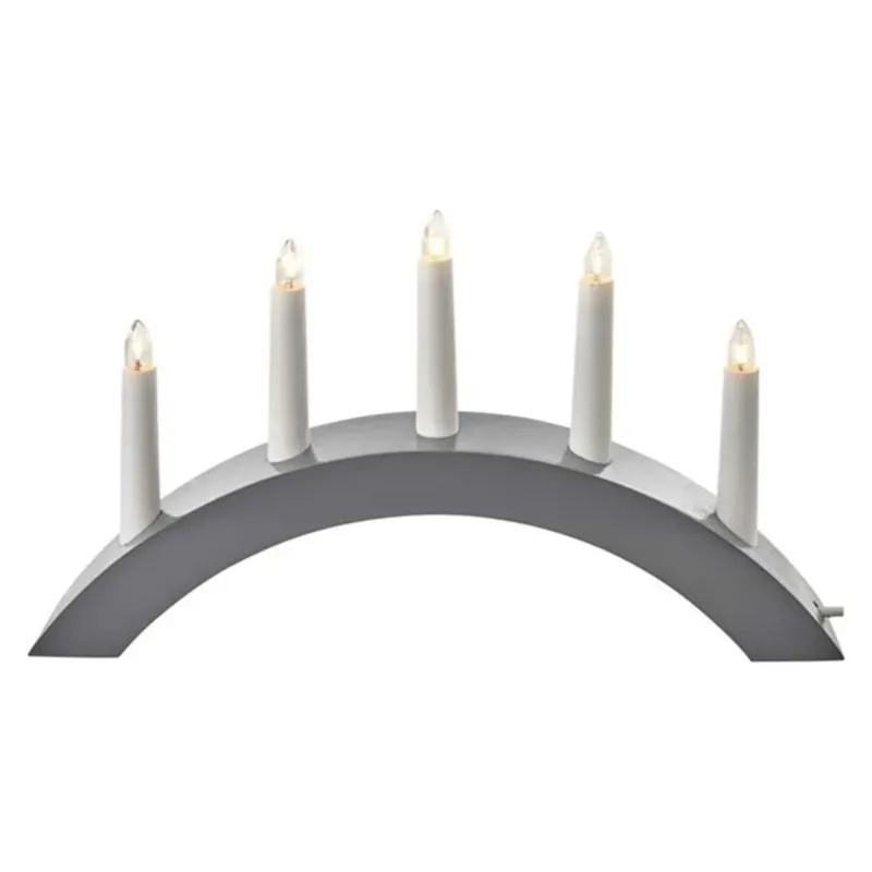 Emos DCAZ02 20x38 cm beltéri meleg fehér fa szürke ívelt gyertyatartó 5 db E10 izzóval Emos DCAZ02 20x38 cm beltéri meleg fehér fa szürke ívelt gyertyatartó 5 db E10 izzóval
