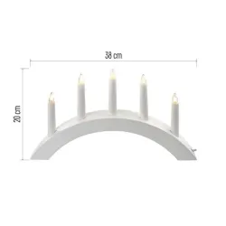 Emos DCAZ01 20x38 cm beltéri meleg fehér fa fehér ívelt gyertyatartó 5 db E10 izzóval
