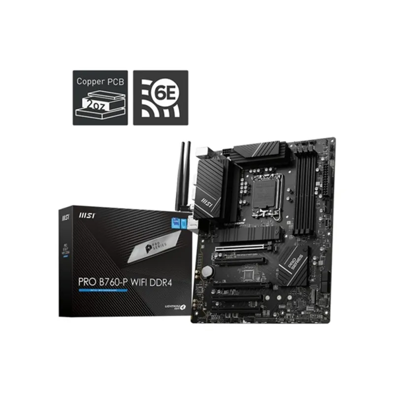 MSI PRO B760-P WIFI DDR4 LGA1700 mATX MB 2xPCIe x16 4xSATA MSI PRO B760-P WIFI DDR4 LGA1700 mATX MB 2xPCIe x16 4xSATA