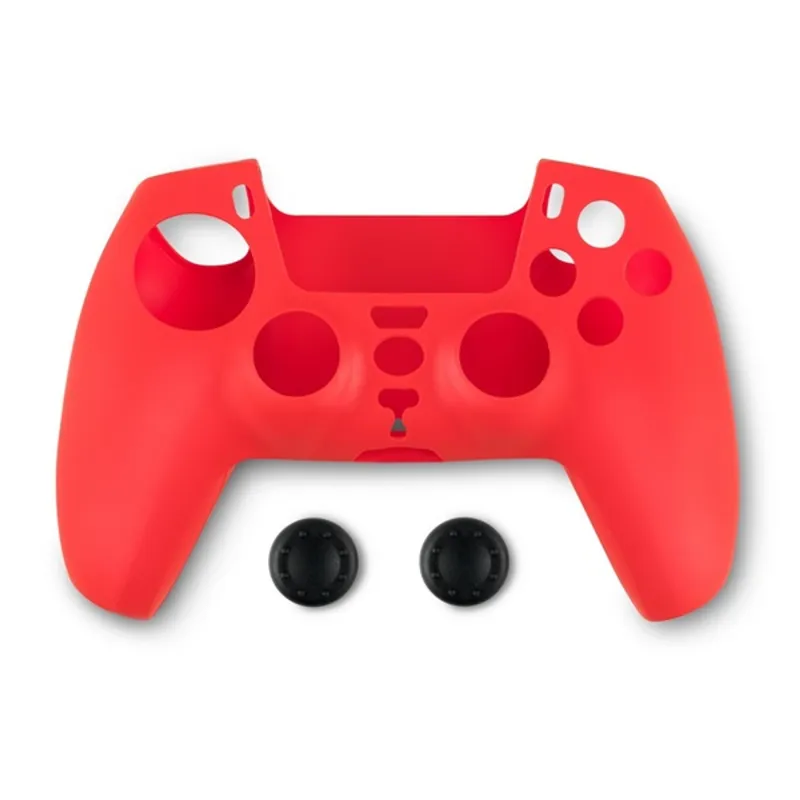 Spartan Gear 2808149 PS5 kontroller szilikon skin piros + thumb grips Spartan Gear 2808149 PS5 kontroller szilikon skin piros + thumb grips