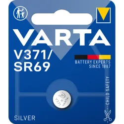 371 gombelem, ezüstoxid, 1,55V, 35 mAh, Varta SR920SW, SR69, SR921, V371, D371, 605, 280-31, SB-AN, RW315