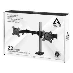 Arctic Z2 Gen 3 Desk Mount Dual Monitor Arm with USB Hub Black