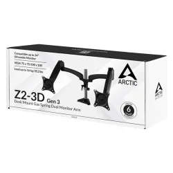 Arctic Z2-3D Gen 3 Desk Mount Gas Spring Dual Monitor Arm Black