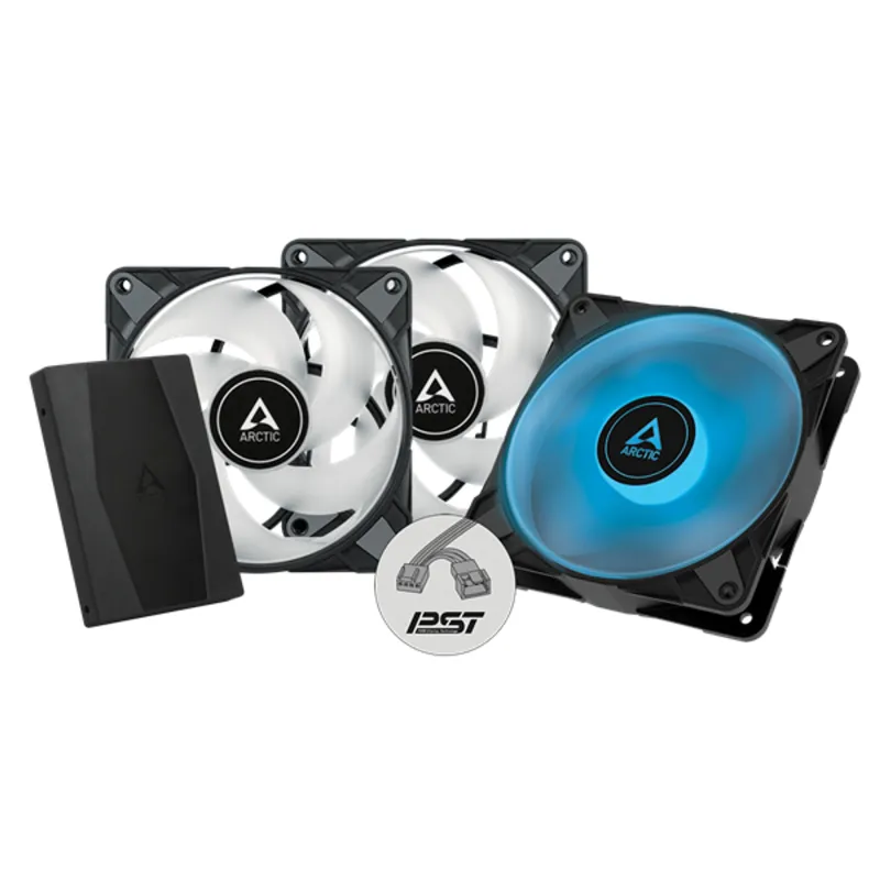 Arctic P12 PWM PST RGB 120mm 3db fekete ventilátor + controller Arctic P12 PWM PST RGB 120mm 3db fekete ventilátor + controller