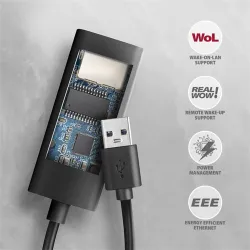 Adapter Axagon ADE-AR USB-A Gigabit Network Fekete