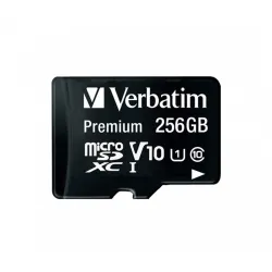 VERBATIM Memóriakártya, microSDXC, 256GB CL10/U1, 90/10 MB/s, adapter, "Premium"