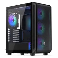 Endorfy Számítógépház - Arx 500 ARGB (ATX /micro ATX/ITX, 1xUSB-C, 2xUSB3.0, 4x14cm LED ventilátor, ablakos, fekete)
