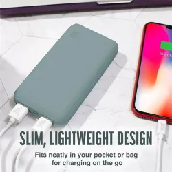 Juice ECO 3 Charge 2x USB-A - USB-C - Micro USB Power Bank 10000mAh sötét zöld (JU194761)