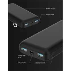 Juice ECO 5 2x USB-A - USB-C - Micro USB Power Bank 15000mAh fekete (JU194792)