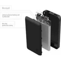 Juice ECO 5 2x USB-A - USB-C - Micro USB Power Bank 15000mAh fekete (JU194792)