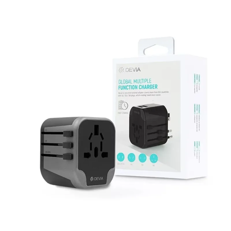 Devia ST330865 2xUSB 12,5W (UK/EU/USA/JP/AU) utazó adapter Devia ST330865 2xUSB 12,5W (UK/EU/USA/JP/AU) utazó adapter