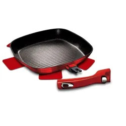 Berlinger Haus grill serpenyő levehető nyéllel + karcolásvédő 28cm piros (BH/1947PH)