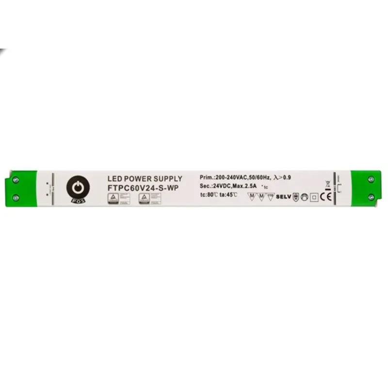 POS POWER FTPC60V24-S-WP 24V/2.5A 60W IP66 vékony vízálló LED tápegység POS POWER FTPC60V24-S-WP 24V/2.5A 60W IP66 vékony vízálló LED tápegység