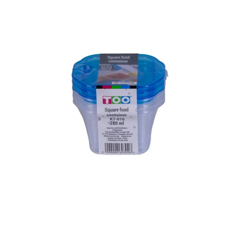 TOO KT-076 3db-os 280ml-es négyzet alakú ételtároló doboz szett TOO KT-076 3db-os 280ml-es négyzet alakú ételtároló doboz szett