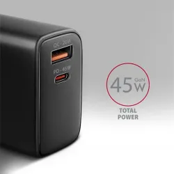 AXAGON ACU-PQ45 PD3.0 & QC4+ 2xOutputs Wall Charger 45W Black