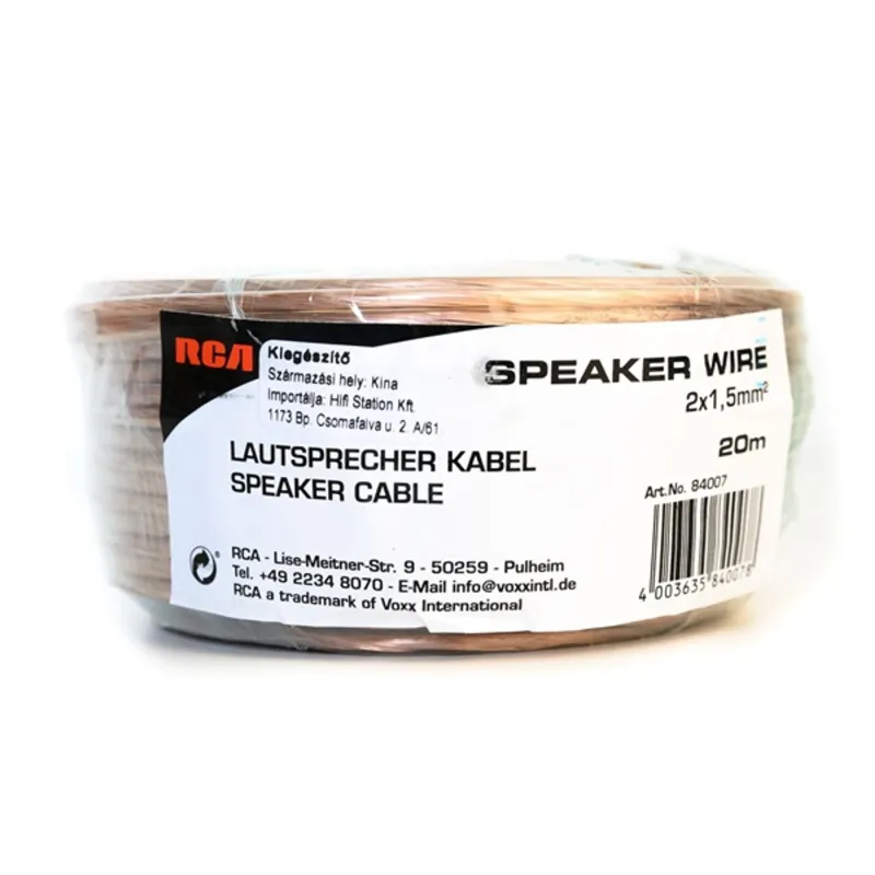 RCA 84007 20m 2x1,5mm hangszórókábel RCA 84007 20m 2x1,5mm hangszórókábel