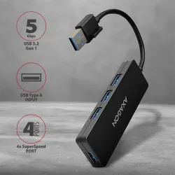 Axagon HUE-G1A 4-portos USB3.0 hub fekete