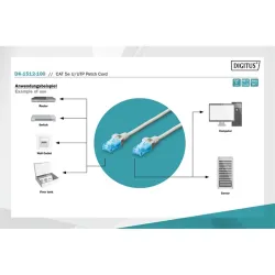 Digitus DK-1512-100 UTP patch kábel CAT5e 10m szürke