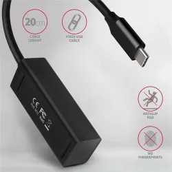 Axagon HUE-M1C 4-portos USB-C USB3.0 hub fekete