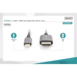 Digitus USB-C to HDMI male/male cable 1,8m Black