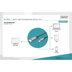Digitus USB-C to HDMI male/male cable 1,8m Black