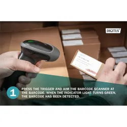 DIGITUS 2D Barcode Scanner bi-directional 200scans/sec 2m USB-RJ45 Cable with holder