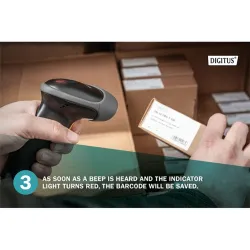 DIGITUS 2D Barcode Scanner bi-directional 200scans/sec 2m USB-RJ45 Cable with holder