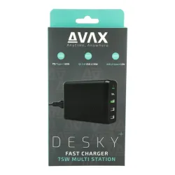 AVAX DC611 DESKY+ 75W PD 60W, QC 3.0 18W, 2xUSB A 12W gyorstöltő elosztó