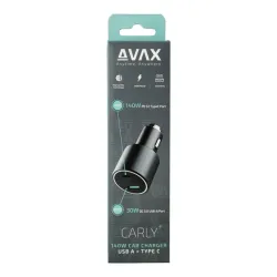 AVAX CC680B CARLY+ 140W USB A+Type C fekete autós töltő