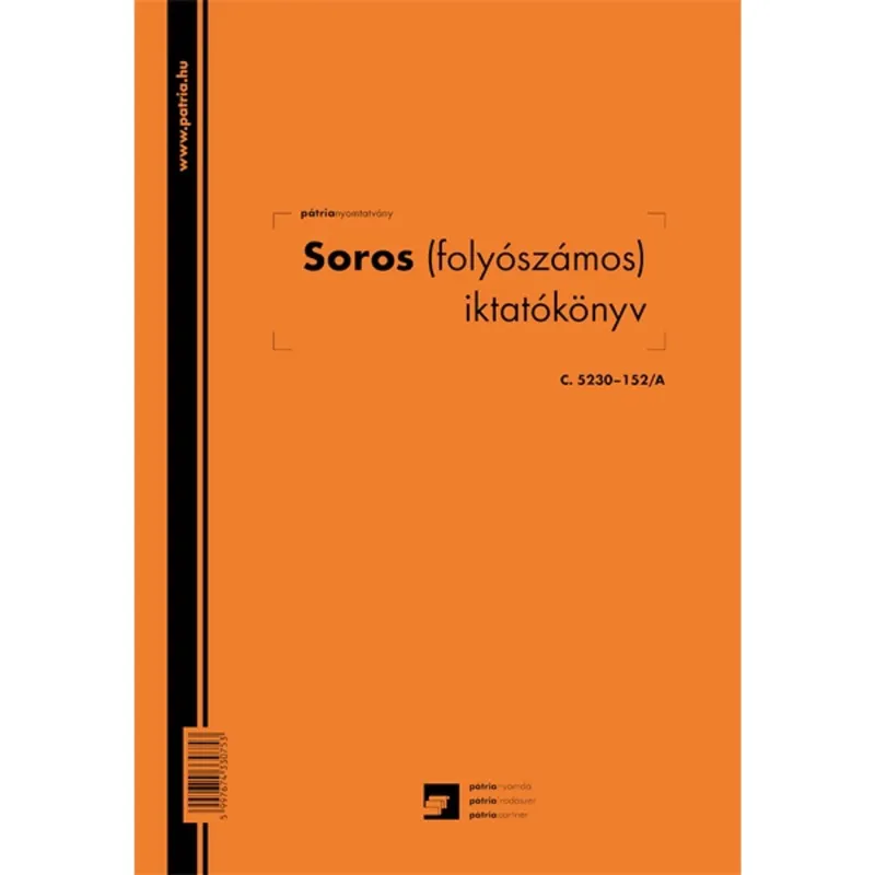 C.5230-152/A 100lapos "Soros (folyószámos) iktatókönyv" nyomtatvány C.5230-152/A 100lapos "Soros (folyószámos) iktatókönyv" nyomtatvány
