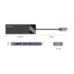 Orico ORICO-DM-9P 5-port 60W USB-C dokkoló fekete-szürke
