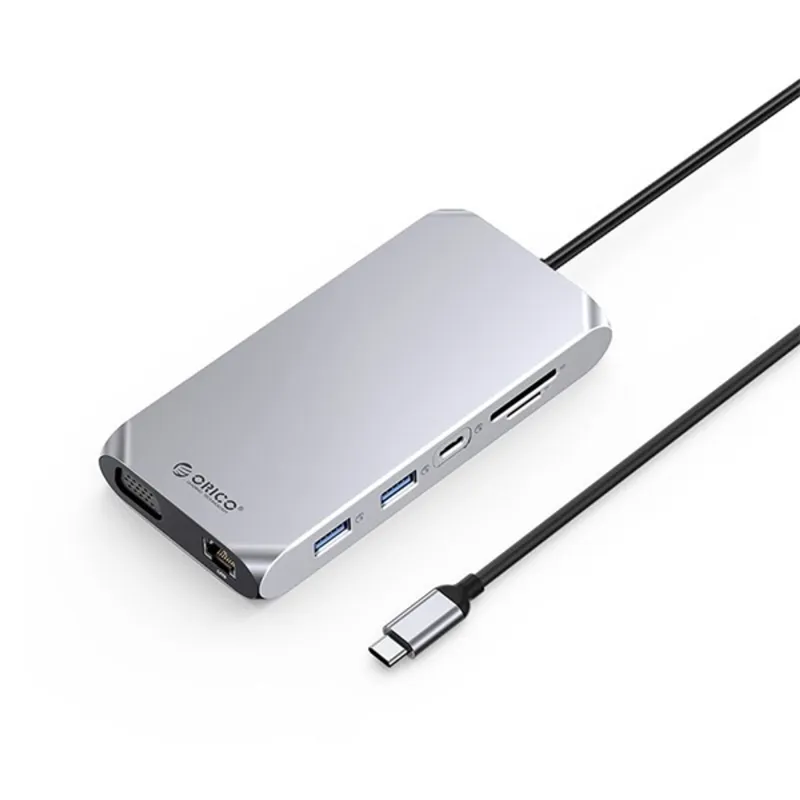 ORICO-12 in 1 USB3.0 type C to USB3.0 x3/USB2.0/USB3.0 type C/HDMI2.0/PD100W/TF/SD/RJ45(10/100/1000)/3.5mm audio ORICO-12 in 1 USB3.0 type C to USB3.0 x3/USB2.0/USB3.0 type C/HDMI2.0/PD100W/TF/SD/RJ45(10/100/1000)/3.5mm audio