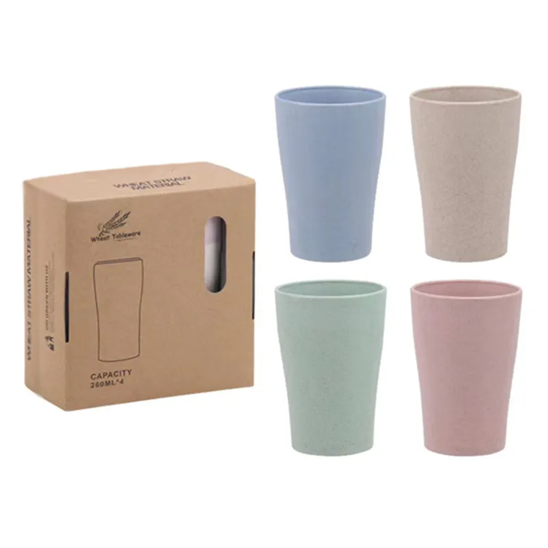 TOO KT-107 4db-os vegyes színekben 300ml búzaszalma műanyag pohár TOO KT-107 4db-os vegyes színekben 300ml búzaszalma műanyag pohár