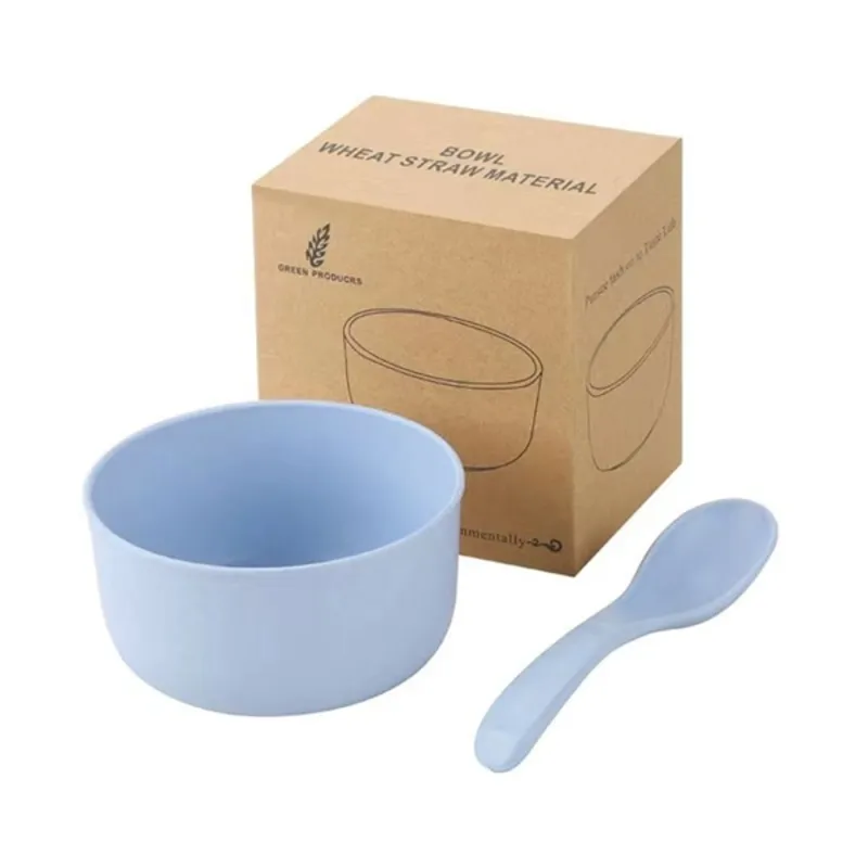 TOO KT-111-BL kék búzaszalma műanyag tál/kanál készlet, 11.3×6 cm TOO KT-111-BL kék búzaszalma műanyag tál/kanál készlet, 11.3×6 cm