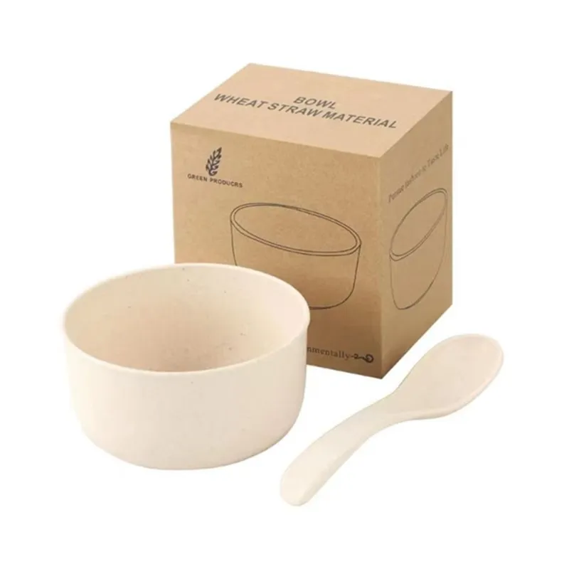 TOO KT-111-V bézs búzaszalma műanyag tál/kanál készlet, 11.3×6 cm TOO KT-111-V bézs búzaszalma műanyag tál/kanál készlet, 11.3×6 cm