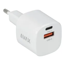 AVAX CH640W NANO+ 30W GaN USB A (QC4.0+)+ Type C (PD3.0) fehér hálózati gyorstöltő