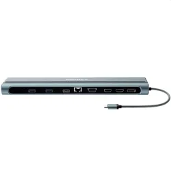CANYON HUB 14-in-1, USB-C, 1xUSB3.0, 1xUSB2.0, 1xUSB-A 3.2, 1xUSB-C 3.2, 1xHDMI, VGA, Ethernet, Audio,szürke - CNS-HDS90