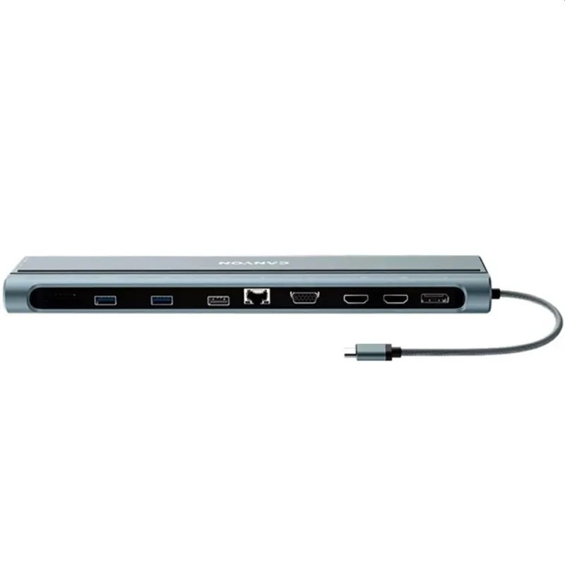 CANYON HUB 14-in-1, USB-C, 1xUSB3.0, 1xUSB2.0, 1xUSB-A 3.2, 1xUSB-C 3.2, 1xHDMI, VGA, Ethernet, Audio,szürke - CNS-HDS90 CANYON HUB 14-in-1, USB-C, 1xUSB3.0, 1xUSB2.0, 1xUSB-A 3.2, 1xUSB-C 3.2, 1xHDMI, VGA, Ethernet, Audio,szürke - CNS-HDS90