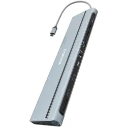 CANYON HUB 14-in-1, USB-C, 1xUSB3.0, 1xUSB2.0, 1xUSB-A 3.2, 1xUSB-C 3.2, 1xHDMI, VGA, Ethernet, Audio,szürke - CNS-HDS90