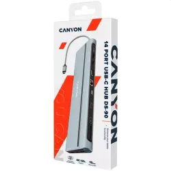 CANYON HUB 14-in-1, USB-C, 1xUSB3.0, 1xUSB2.0, 1xUSB-A 3.2, 1xUSB-C 3.2, 1xHDMI, VGA, Ethernet, Audio,szürke - CNS-HDS90