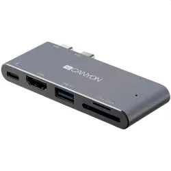 CANYON HUB 5-in-1, Thunderbolt 3, USB3.0, HDMI, SD/TF, szürke - CNS-TDS05DG