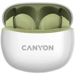 Canyon TWS-5 True Wireless vízálló fülhallgató headset zöld-fehér