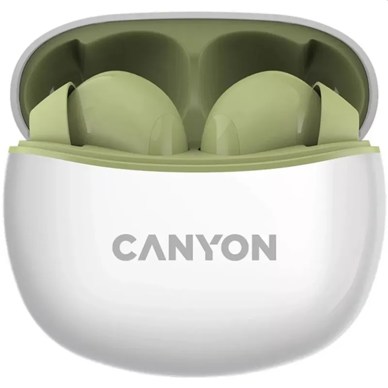 Canyon TWS-5 True Wireless vízálló fülhallgató headset zöld-fehér Canyon TWS-5 True Wireless vízálló fülhallgató headset zöld-fehér